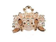 Hair Clamp Claw Clip Metal Crystal Glass Coffee Women Hot 35x65mm