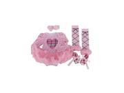 4pcs set Newborn Pink Plaid Baby Romper with Tutu Dress Head Band Shoes Leggings Baby Clothing Set M