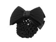 New Black Ruched Bowknot Bow Snood Net Bun Cover Barrette Hair Clip For Woman