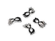 10pcs Alloy 3D Cute Mask with Rhinestones Nail Art Tips Slice Decoration Black with silver