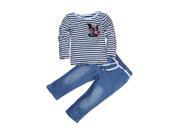 Children fashion autumn clothing sets cartoon t shirt jeans baby girls suit kids clothes 3T