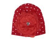 1pcs Baby Newborn Boy Girl White Dot Red Hat Cap with Red Flower Red