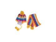 Warm Winter Baby Dot Rabbit Hat Knit Caps Ear Flap Scarf Set Yellow