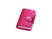 Woman Faux Leather Id Credit Card Case Holder Pocket Bag Rose Red