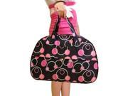 Fashion Waterproof Oxford Women bag Rose Red Circles Pattern with Black Bottom Travel Bag Large Hand Canvas Luggage Bags