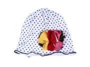 1pcs Baby Newborn Boy Girl Black Dot White Hat Cap with Colorful Flower White