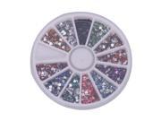3000pcs 2mm 12 Color Nail Art Nailart Heart Shape Rhinestones Glitter Tips Decoration Wheel