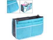 Blue 12 Pockets Travel Handbag Organiser Storage Bag Insert Bag Holder