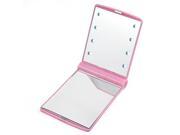 LED Pocket makeup mirror foldable with lights cosmetic Pink