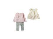 Baby Girl s Clothing Set Pink Tops Pants White Vest Kids Clothes Set 24M