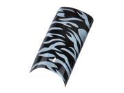 70Pcs Black With White Zebra Pattern Sparkling False Nail Tips Glitter Colors Wide Acrylic Nail Art Tips