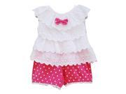 Baby Toddler Girl Ruffled T shirt Top Dots Shorts Suits 2pcs Outfit Clothes Rose 70