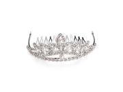 Silver Plated Crystal Pearl Crown Wedding Tiara Hair Slide Comb Pin