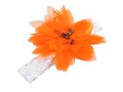 Baby Girl Headband Wedding Elastic Ruffle Flower Bow Knot Soft Orange