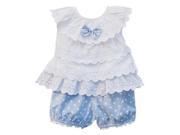 Baby Toddler Girl Ruffled T shirt Top Dots Shorts Suits 2pcs Outfit Clothes Blue 70