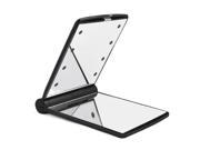 LED Pocket makeup mirror foldable with lights cosmetic Black