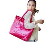 Hot sale Products Stylish Simple Pure Color Stripe Winter Cotton Handbag Shoulder Bag rose red