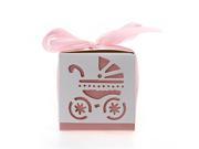 12pcs Wedding Favor Gift Ribbon Candy Box Cut Out Pram