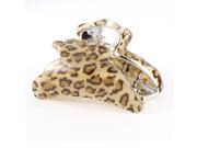 Brown Leopard Print Spring Loaded Plastic Teeth Hair Clip Claw Clamp