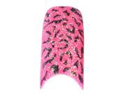 70Pcs Colorful Sparkling False Nail Tips Glitter Colors Wide Acrylic Nail Art Tips Rose Red with leopard print