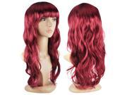 2014 New Women s Long Curly Wigs Cosplay Costume Ladies Wig Wine Red