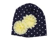 1pcs Baby Newborn Boy Girl White Dot Black Hat Cap with Yellow Flowers Black