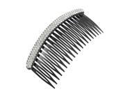 Silver Tone Stripe Rhinestone Plastic Black Hair Comb for Ladies