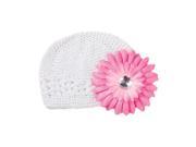 White pink baby cap Daisy taqiyah crochet hat of a complete set of children