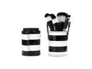 10pcs Professional Wooden Handle Colorful Makeup Brush Set Cosmetic Brush Kit Makeup Tool with Cup Leather Holder Case White Black