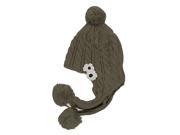 Baby Girls Flower Hat Knitted Cap Winter Pom Pom Ear Flap Coffee