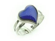 Color Changing Silver Plated Heart Shaped Mood Ring Feartures An Adjustable Ring Band