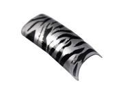 100 Charming Black Silver Zebra Style French False Nail Art Tips NEW