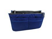 Fashion Dual Bag Organizer Mp3 Phone Cosmetic Book Storage Nylon Bag In Bag Handbag Purse dark blue