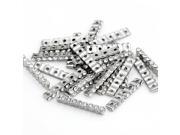 25 Silver Tone Metal Bar Rhinestone Spacer Beads Finding 1.18x0.12