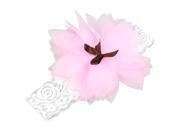 Baby Girl Hairband Wedding Elastic Ruffle Flower Bow Knot Soft pink