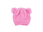 Korean Baby Love Dual Ball Wool knit sweater Cap Winter Hat Pink