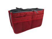 Fashion Dual Bag Organizer Mp3 Phone Cosmetic Book Storage Nylon Bag In Bag Handbag Purse red