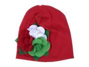 1pcs Baby Newborn Boy Girl Red Hat Cap with Three Flowers Red