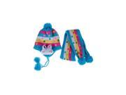 Warm Winter Baby Dot Rabbit Hat Knit Caps Ear Flap Scarf Set Blue