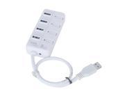 THZY 4 Ports Super Speed USB 3.0 HUB With Switch And Power Adapter For Laptop Desktop PC White