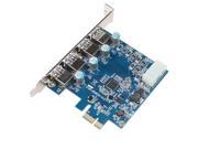 THZY PCI Express to SuperSpeed USB 3.0 4 Port Card Adapter for Desktops with 5V 4 Pin Power Connector