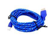 2M Braided Fabric Micro USB Data Sync Charger Cable Cord For Cell Phone Blue