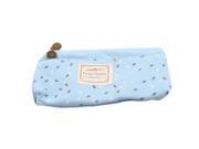 Flower Canvas Pencil Pen Case Coin Pouch Zipper Bag Purse Light blue