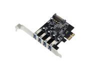 4 Port SuperSpeed USB 3.0 PCI Express Controller Card Adapter 15 pin SATA Power Connector Low Profile