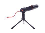 Mic Portable Wired Condenser Microphone with Holder Clip for Chatting Singing Karaoke PC Laptop Black