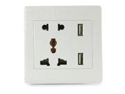 Dual USB Port Wall Plug Panel 1A Charging Socket Adapter Power Outlet 1A Carved white