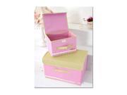 Fabric Cloth Lace Art Storage Organizer Box Glove Compartment Clothes Box With Wooden Button Style Large Small Pink