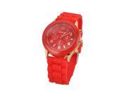 THZY GENEVA Unisex Silicone Jelly Gel Quartz Analog Sports Wrist Watch Red