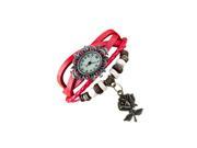 THZY Womens Retro Bracelet Rose Flower Quartz Wrist Watch Model 3 Red