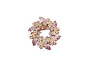 Fashion Ladies Rhinestone Crystal Alloy Flower Bouquet Brooch Pin Pink